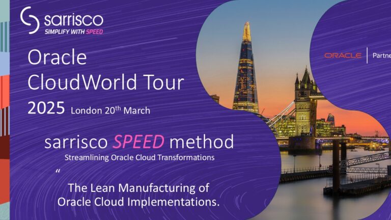 Sarrisco Sponsor and Exhibitor at Oracle Cloud World Tour London